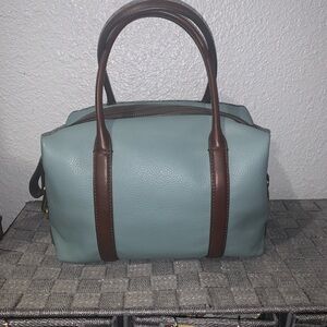 Fossil Blue and Brown Leather Satchel Bag